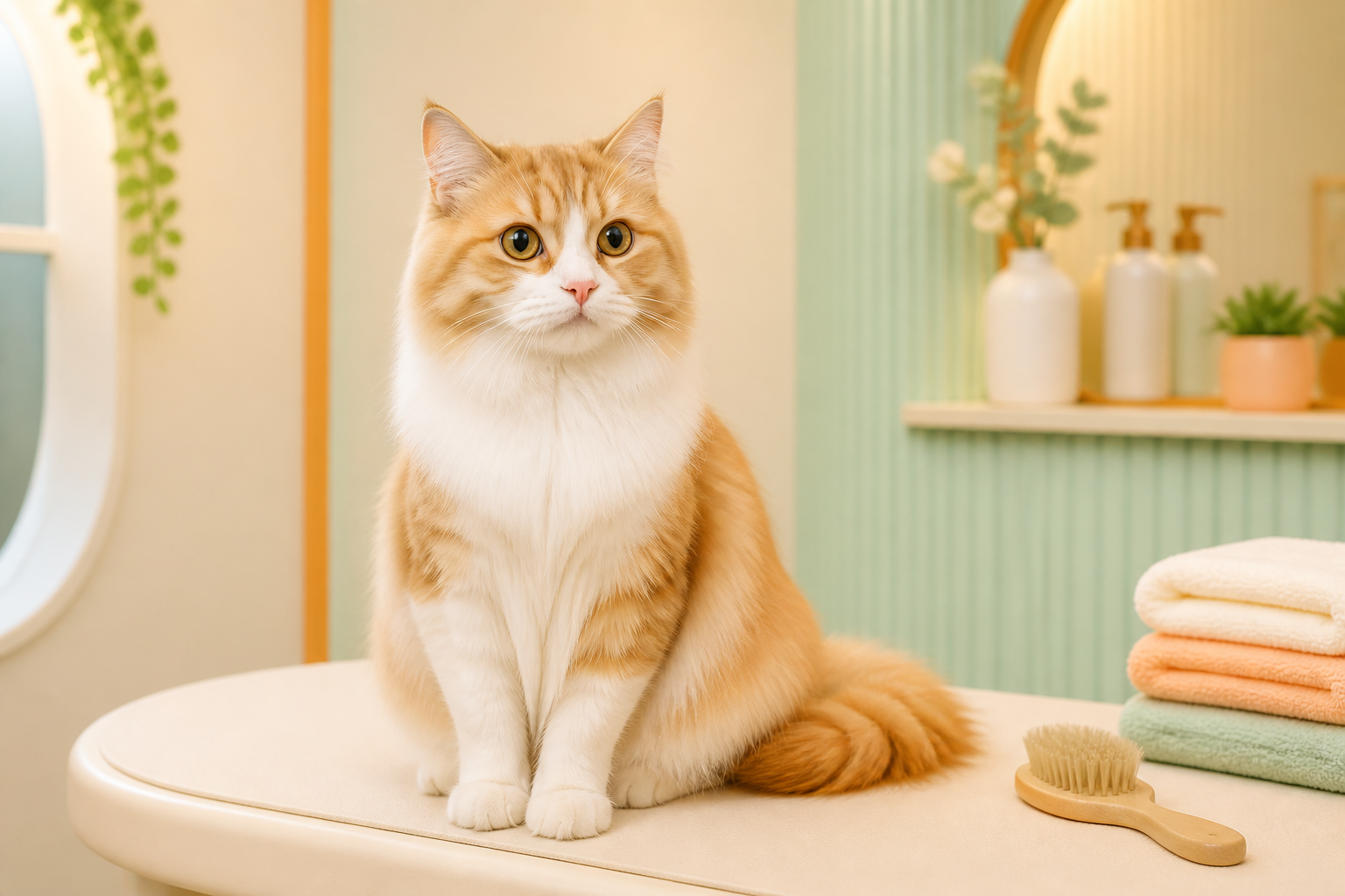 แพ็กเกจอาบน้ำตัดขนแมวขนกลาง The Pets Zoo